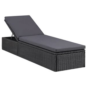 vidaXL Tumbona de rat&aacute;n sint&eacute;tico negra y gris oscuro