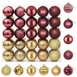 vidaXL Juego de bolas navide&ntilde;as 50 uds. Dorado y rojo vino Di&aacute;m. 8 cm