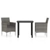 vidaXL Juego de comedor de jard&iacute;n 3 piezas con cojines gris y negro