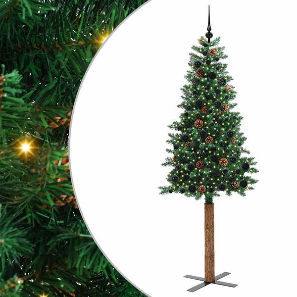 vidaXL &Aacute;rbol de Navidad Delgado con 300 LED con soporte Verde 210 cm