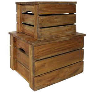 vidaXL Juego de cajas de almacenaje 2 pzas madera maciza de caoba