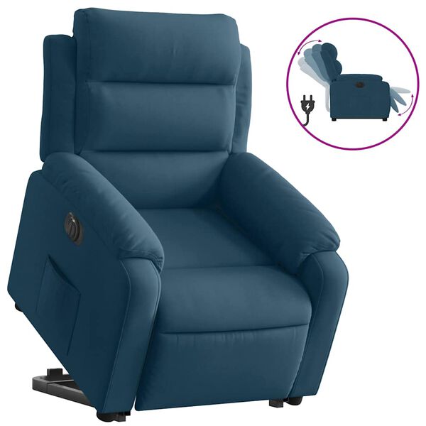 vidaXL Sill&oacute;n el&eacute;ctrico reclinable elevable de terciopelo azul