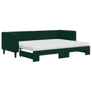 vidaXL Sof&aacute; cama nido con colch&oacute;n terciopelo verde oscuro 80x200 cm
