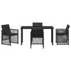 vidaXL Conjunto de Comedor de Jard&iacute;n 5 pcs Negro rat&aacute;n sint&eacute;tico