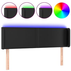 vidaXL Cabecero con LED cuero sint&eacute;tico negro 147x16x78/88 cm