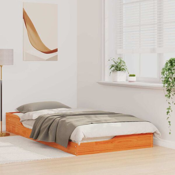 vidaXL Estructura de cama Marrón cera 90 x 190 cm