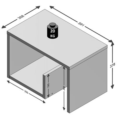FMD Mesa de centro 2 en 1 blanca 59,1x35,8x37,8 cm