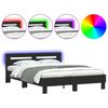 vidaXL Estructura de cama con cabecero y luces LED negro 140x190 cm
