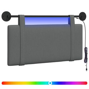 vidaXL Cabecero colgante Con luz LED Gris oscuro Tela