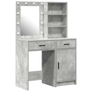 vidaXL Conjunto de mesa de vestidor con LED 2 uds. Gris Concreto