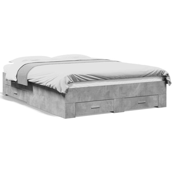vidaXL Cama con cajones madera de ingeniería gris hormigón 120x190 cm