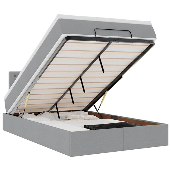 vidaXL Cama otomana con colch&oacute;n gris claro 120x200 cm tela