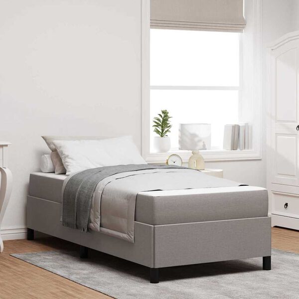 vidaXL Cama tipo Box Spring con colch&oacute;n Taup&eacute; 90 x 190 cm tela