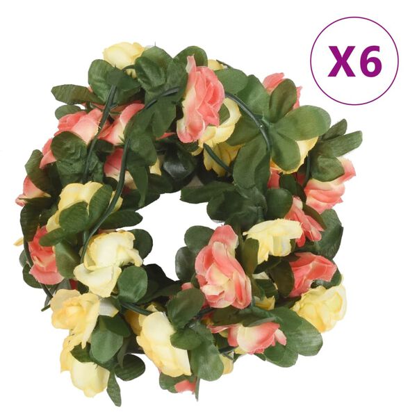 vidaXL Guirnaldas de flores de Navidad 6 uds rojo atardecer 250 cm