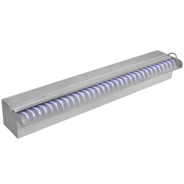 Fuente cascada rectangular LED para piscina acero inoxidable 60 cm