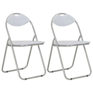 vidaXL Sillas plegables, 2 unidades, piel sint&eacute;tica blanca
