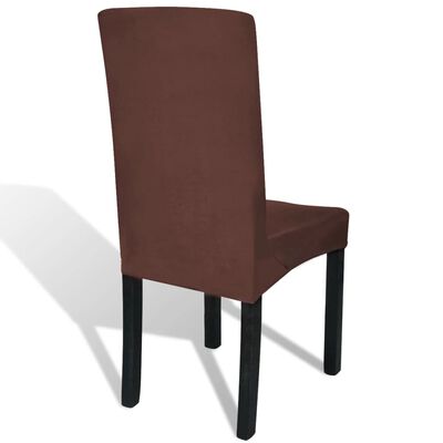vidaXL Funda para silla elástica recta 6 unidades marrón