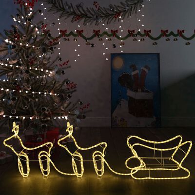 vidaXL Renos y trineo de Navidad decoración jardín 576 LEDs