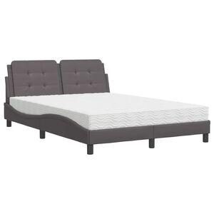 vidaXL Estructura de cama sin colch&oacute;n Zadar cuero sint&eacute;tico gris 120x200 cm