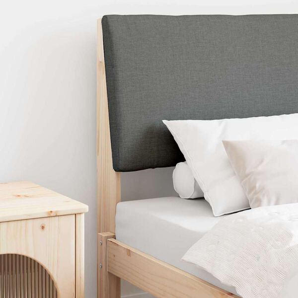 vidaXL Cabecero tapizado Gris oscuro 75 cm Madera de pino macizo