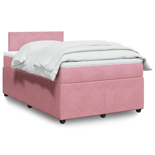 vidaXL Cama box spring con colch&oacute;n terciopelo rosa 120x190 cm