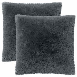 vidaXL Coj&iacute;n con almohada HEERLEN 2 uds. Gris antracita Fleece PV