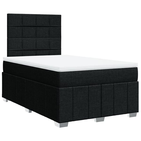 vidaXL Cama box spring con colch&oacute;n tela negro 120x190 cm