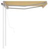 vidaXL Toldo retráctil automático con postes amarillo blanco 3,5x2,5 m