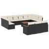 vidaXL Set sof&aacute;s de jard&iacute;n 14 pzas con cojines rat&aacute;n sint&eacute;tico negro