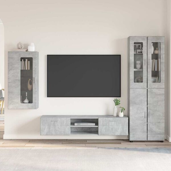 vidaXL Conjunto de mueble de TV con caj&oacute;n FLORIN Gris Concreto