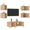 vidaXL Muebles TV pared con LED 6 pzas madera ingeniería roble Sonoma