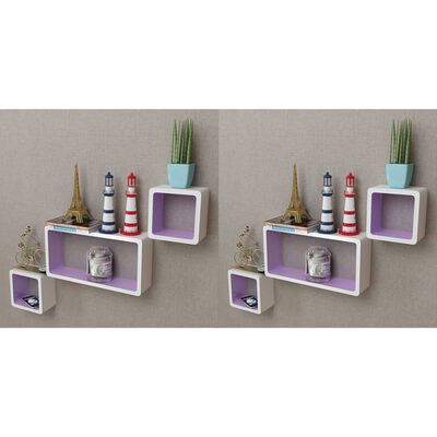 vidaXL Estanterías de cubos para pared 6 unidades blanco y violeta