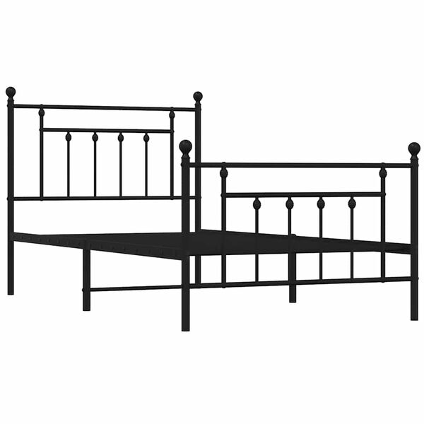 vidaXL Estructura cama sin colch&oacute;n con estribo metal negro 100x190 cm