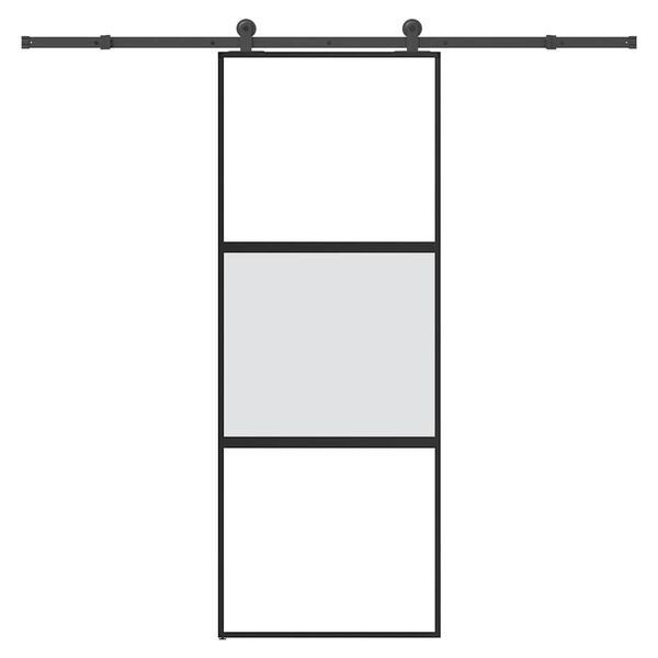 vidaXL Puerta corredera set herrajes vidrio templado aluminio 76x205cm