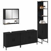 vidaXL Juego de muebles de ba&ntilde;o 4 pcs Negro Madera contrachapada