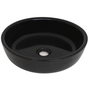 vidaXL Lavabo redondo de cer&aacute;mica negro 42x12 cm