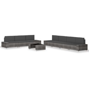 vidaXL Juego de muebles de jard&iacute;n 8 piezas rat&aacute;n sint&eacute;tico gris