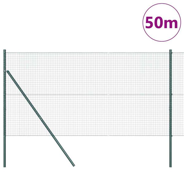 vidaXL Poste de Valla Verde 50 x 1 m (malla de 25 x 25 mm) Acero y PVC