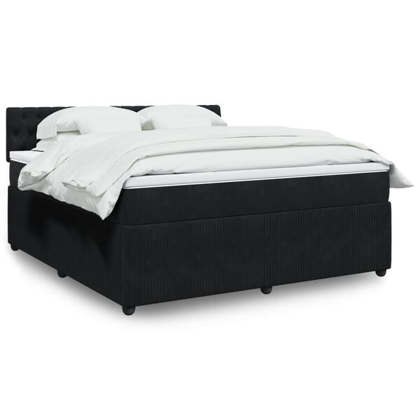 vidaXL Cama box spring con colch&oacute;n terciopelo negro 180x200 cm