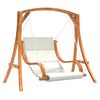 vidaXL Columpio con coj&iacute;n madera maciza abeto con acabado de teca
