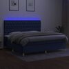 vidaXL Cama box spring colch&oacute;n y luces LED tela azul 200x200 cm