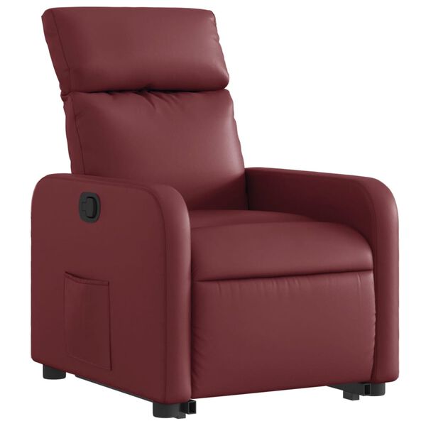 vidaXL Sill&oacute;n reclinable elevable cuero artificial rojo tinto