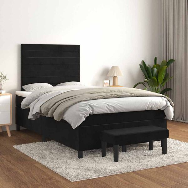 vidaXL Cama box spring con colch&oacute;n terciopelo negro 120x190 cm