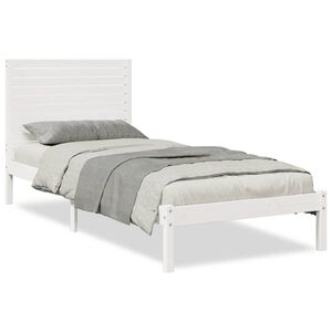 vidaXL Cama extralarga sin colch&oacute;n madera maciza blanca 90x210 cm