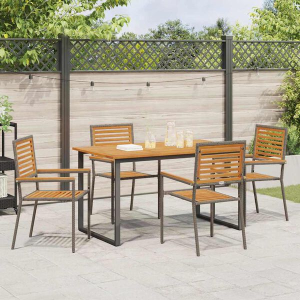 vidaXL Conjunto de Comedor de Jard&iacute;n 5 pcs Gris