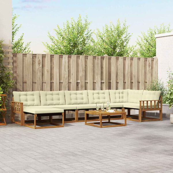 vidaXL Conjunto de sof&aacute;s de exterior con coj&iacute;n 22 pcs Natural y Crema