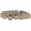 vidaXL Conjunto de sof&aacute; de jard&iacute;n 14 uds. Beige rat&aacute;n sint&eacute;tico