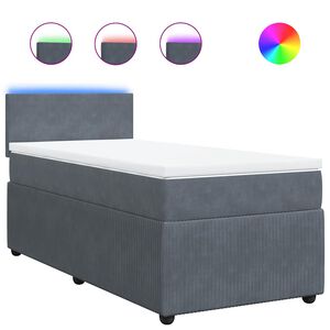 vidaXL Cama box spring con colch&oacute;n terciopelo gris oscuro 80x200 cm