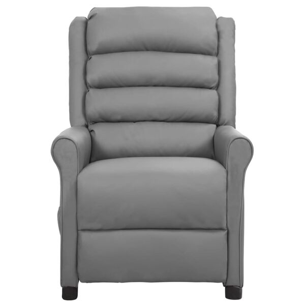vidaXL Sillón de masaje de cuero sintético gris
