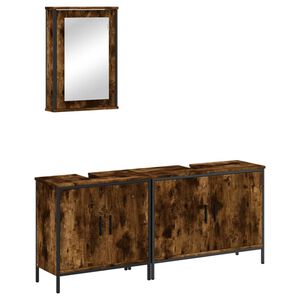 vidaXL Set de muebles ba&ntilde;o 3 pzas madera contrachapada roble ahumado